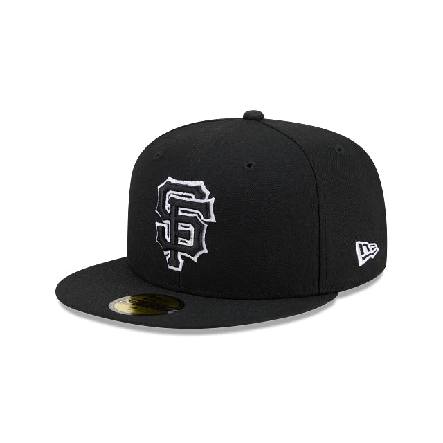 San Francisco Giants Black On Black White Outline 59Fifty Color Basic Fitted product image 2, provided for visual reference