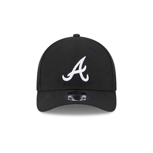 New Era Atlanta Braves Logo Essentials M-Crown A Frame 9FORTY Adjustable Hat-BLACK/WHITE product image 2, provided for