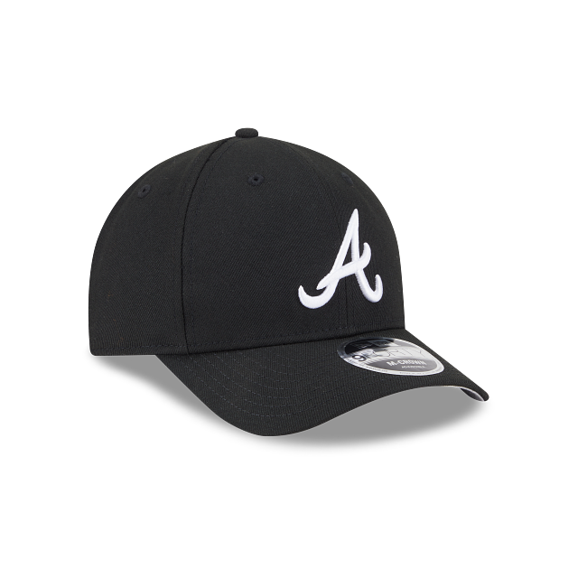 New Era Atlanta Braves Logo Essentials M-Crown A Frame 9FORTY Adjustable Hat-BLACK/WHITE product image 5, provided for