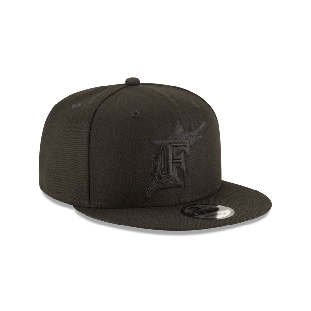 New Era Florida Marlins Basic 9FIFTY Snapback-Black on black product image 2, provided for visual reference and product