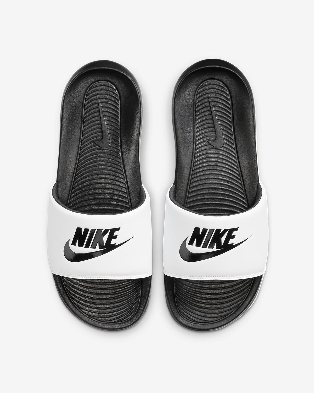 Nike Victori One Slides-White/Black product image 1, provided for visual reference and product detail review