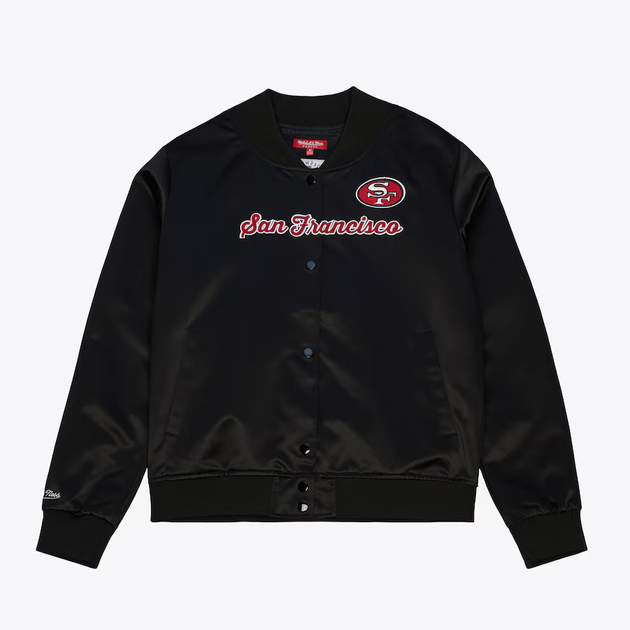 Mitchell & Ness Women San Francisco 49ers Vintage Satin Full-Snap Jacket product image 1, provided for visual reference and