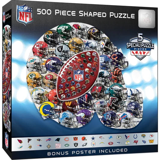 NFL Helmet Drip Art 500 Piece Shaped Jigsaw Puzzle product image 1, provided for visual reference and product detail review