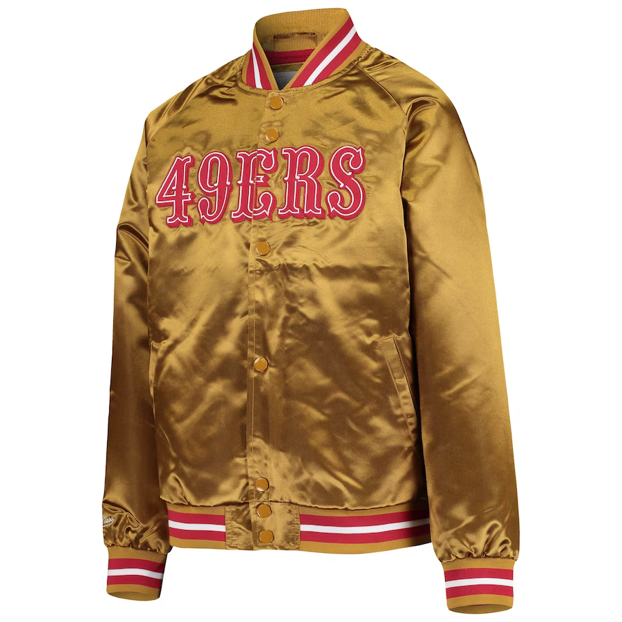 Mitchell & Ness Toddler San Francisco 49ers Lightweight Satin Raglan Full-Snap Jacket-Gold product image 1, provided for