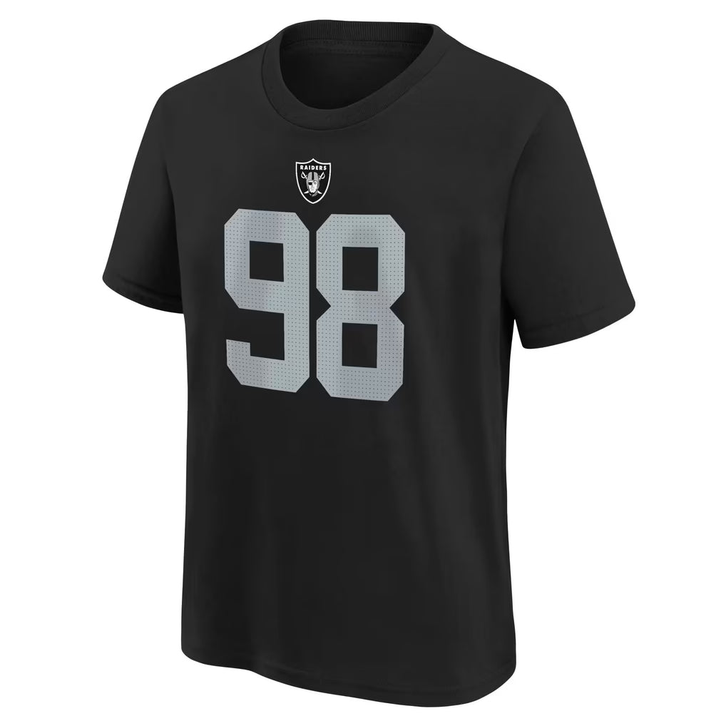 Nike Youth Las Vegas Raiders Logo Maxx Crosby Player Name & Number T-Shirt product image 1, provided for visual reference